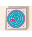 Light Bluish Gray Tile 2 x 2 with Groove with Dark Pink Dolphin on Medium Azure Radar Pattern (Sticker) - Set 41015