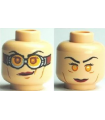 Light Nougat Minifigure, Head Dual Sided Female, Red Lips, Goggles / no Goggles Pattern