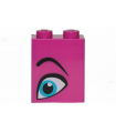 Magenta Brick 1 x 2 x 2 with Inside Stud Holder with Eyebrow and Left Eye Pattern