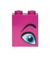 Magenta Brick 1 x 2 x 2 with Inside Stud Holder with Eyebrow and Right Eye Pattern