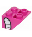Magenta Slope, Inverted 45 2 x 2 with Mouth with Teeth Pattern on Side