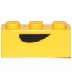 Yellow Brick 1 x 3 with Black Curved Semicircle Pattern (Banarnar Mouth)