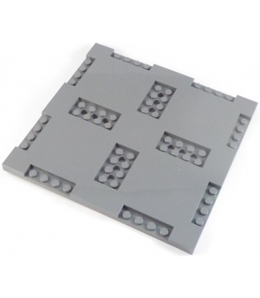 Dark Bluish Gray Brick, Modified 16 x 16 x 2/3 with 1 x 4 and 2 x 4 Indentations