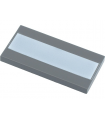 Dark Bluish Gray Tile 2 x 4 with White Stripe Pattern