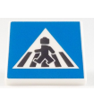 White Road Sign 2 x 2 Square with Open O Clip with Crosswalk with Minifigure Pattern