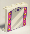 White Panel 1 x 4 x 3 with Side Supports - Hollow Studs with Mirror, Dark Pink Sides with Lamps and Dark Purple Stars Pattern