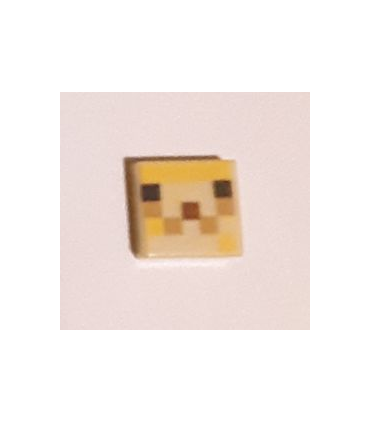 Tan Tile 1 x 1 with Groove with Minecraft Pufferfish Fry Minecraft Pixelated Pattern