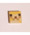 Tan Tile 1 x 1 with Groove with Minecraft Pufferfish Fry Minecraft Pixelated Pattern