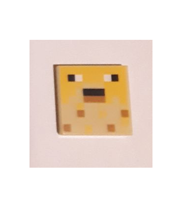 Tan Tile 2 x 2 with Groove with Pufferfish Minecraft Pixelated Pattern