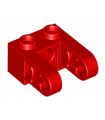 Red Technic, Brick 1 x 2 with Hole and Dual Liftarm Extensions