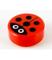 Red Tile, Round 1 x 1 with Ladybug Pattern