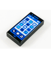 Black Tile 1 x 2 with Groove with Cell Phone Screen and App Icons Pattern