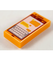 Orange Tile 1 x 2 with Groove with Cell Phone Screen and Texts Pattern