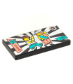 Black Tile 2 x 4 with Dancefloor, Silver Sunburst, 2 Dancers Pattern