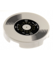 White Tile, Round 2 x 2 with Bottom Stud Holder with Vinyl Record with Black Label Pattern