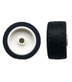 White Wheel 18mm D. x 12mm with Pin Hole and Stud, Dotted Brake Rotor Lines with Black Tire 24 x 12 Low (66727 / 18977)