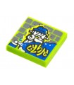 Lime Tile 2 x 2 with Groove with BeatBit Album Cover - Robot Graffiti Pattern