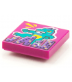 Magenta Tile 2 x 2 with Groove with BeatBit Album Cover - Dragon Monster Rampaging City Pattern
