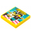 Yellow Tile 2 x 2 with Groove with BeatBit Album Cover - Man and Woman on Stairs Pattern