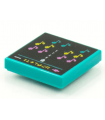 Dark Turquoise Tile 2 x 2 with Groove with BeatBit Album Cover - Music Notes in Space Invaders-Style Pattern