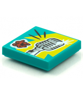 Dark Turquoise Tile 2 x 2 with Groove with BeatBit Album Cover - Vintage Microphone Pattern