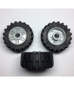Light Bluish Gray Wheel 18mm D. x 14mm Pin Hole, Fake Bolts and Shallow Spokes/Black Tire 30.4 x 14 Offset Tread