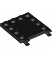 Black Tile, Modified 4 x 4 with Studs on Edge and 2 Open O Clips