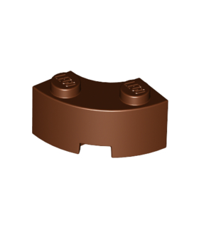 Reddish Brown Brick, Round Corner 2 x 2 Macaroni with Stud Notch and Reinforced Underside