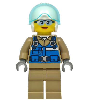 Wildlife Rescue Pilot - Female, Blue Vest, White Helmet, Dark Tan Legs
