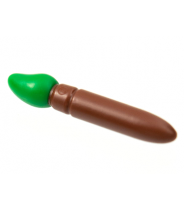 Reddish Brown Minifigure, Utensil Paint Brush with Green Bristles Pattern