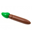 Reddish Brown Minifigure, Utensil Paint Brush with Green Bristles Pattern