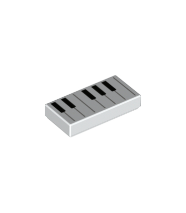 White Tile 1 x 2 with Groove with Black and White Piano Keys Pattern