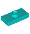 Dark Turquoise Plate, Modified 1 x 2 with 1 Stud with Groove and Bottom Stud Holder (Jumper)