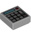 Light Bluish Gray Tile 1 x 1 with Groove with Keypad Buttons, Medium Azure Screen and Red Light (Calculator) Pattern