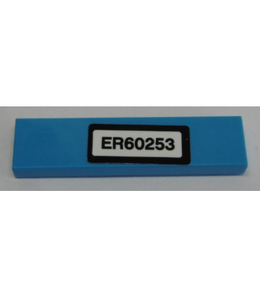 Dark Azure Tile 1 x 4 with 'ER60253' Pattern (Sticker) - Set 60253