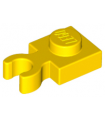 Yellow Plate, Modified 1 x 1 with Open O Clip Thick (Vertical Grip)