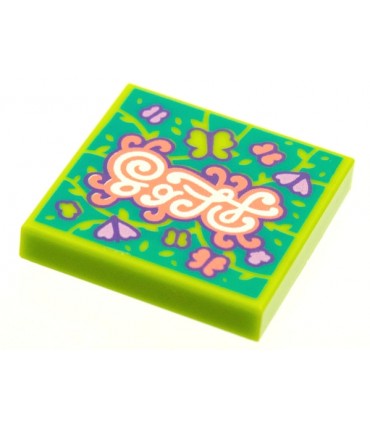 Lime Tile 2 x 2 with Groove with BeatBit Album Cover - Butterflies Pattern
