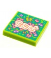 Lime Tile 2 x 2 with Groove with BeatBit Album Cover - Butterflies Pattern