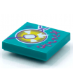 Dark Turquoise Tile 2 x 2 with Groove with BeatBit Album Cover - Gong Pattern