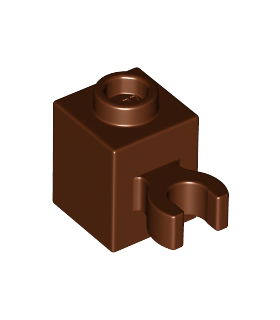 Reddish Brown Brick, Modified 1 x 1 with Open O Clip (Vertical Grip) - Hollow Stud