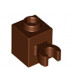 Reddish Brown Brick, Modified 1 x 1 with Open O Clip (Vertical Grip) - Hollow Stud