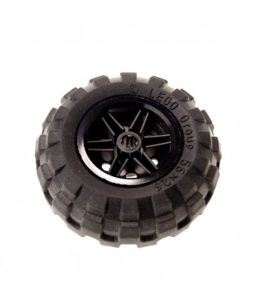 Black Wheel 30.4mm D. x 20mm with No Pin Holes and Reinforced Rim with Black Tire 56 x 26 Balloon