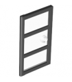 Black Door 1 x 4 x 6 with 3 Panes and Stud Handle with Trans-Clear Glass