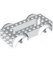 White Vehicle, Base 5 x 10 x 2 1/2 with Mudguards and 6 x 2 Recessed Center with 3 Holes with Light Bluish Gray Wheels Holders