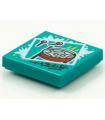 Dark Turquoise Tile 2 x 2 with Groove with BeatBit Album Cover - Red Steel Drum Pattern