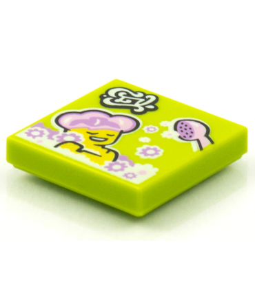 Lime Tile 2 x 2 with Groove with BeatBit Album Cover - Woman in Bubble Bath with Shower Head Pattern