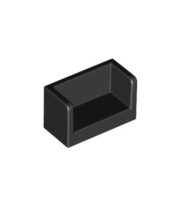 Black Panel 1 x 2 x 1 with Rounded Corners and 2 Sides