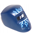 Dark Blue Minifigure, Visor Welding with Lightning Blue and White Pattern