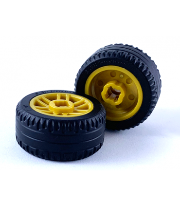 Pearl Gold Wheel 14mm D. x 9.9mm with Center Groove, Fake Bolts and 6 Spokes with Black Tire 21 X 9.9 (11208 / 11209)