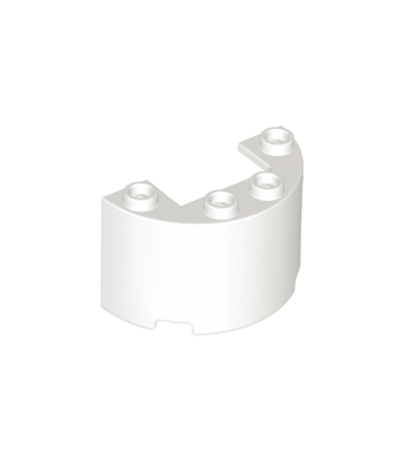 White Cylinder Half 2 x 4 x 2 with 1 x 2 Cutout